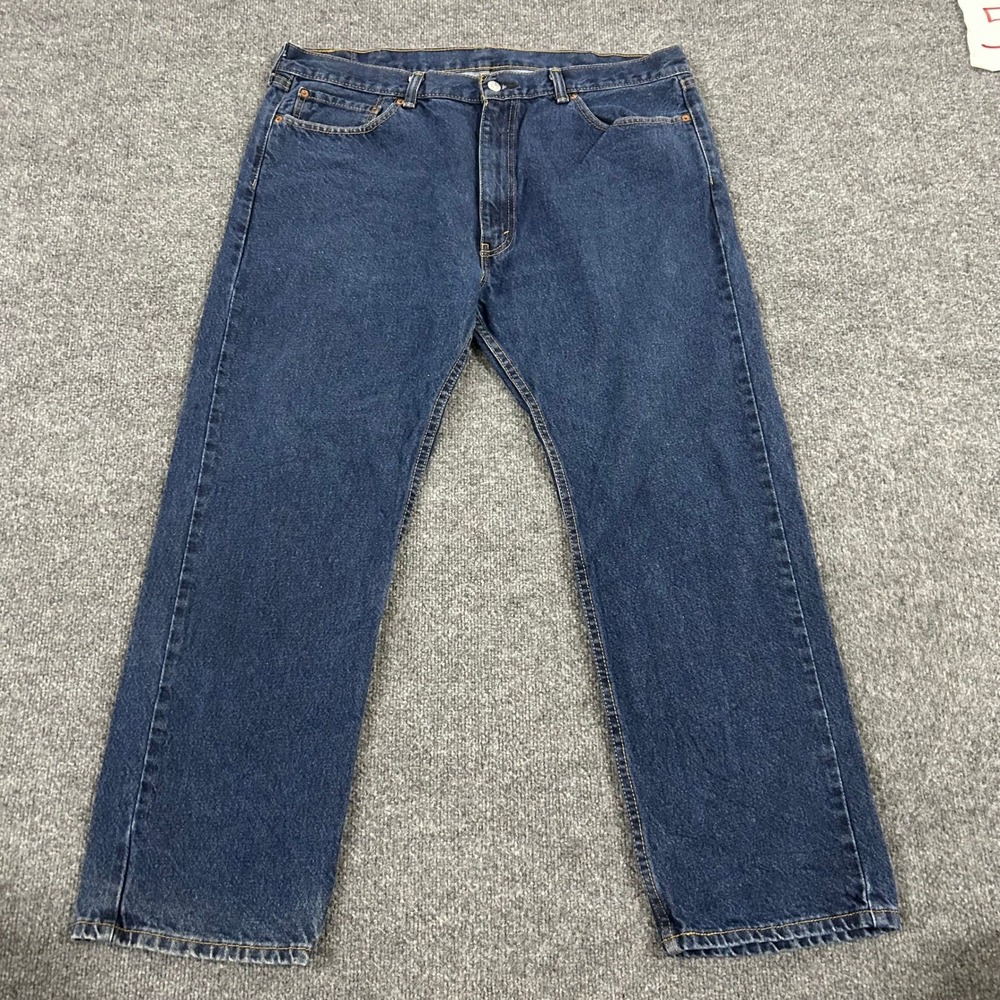 Levis Jeans Mens Size 40x30 Blue 505 Regular Fit Straight Leg Dark Wash Denim